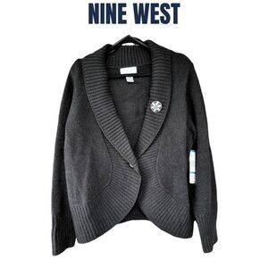 Nine West - Black Cardigan with Brooch